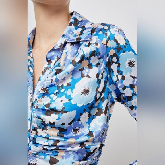 Rails Lisa Floral Ruched Long Sleeve Shirt NWOT - Picture 2 of 7